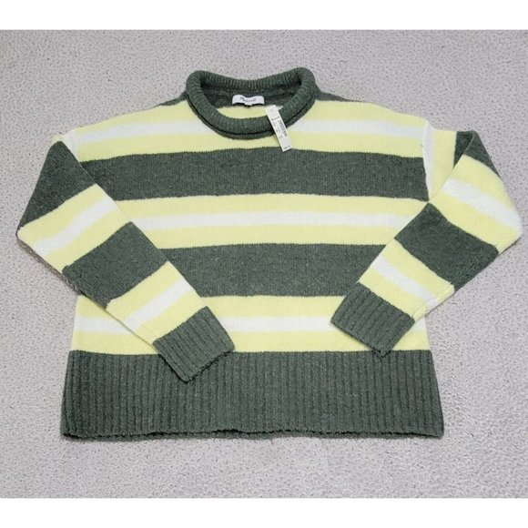 Madewell Womens Striped Green Yellow Fulton‎ Pullover Sweater Size Small NWT - Picture 2 of 9
